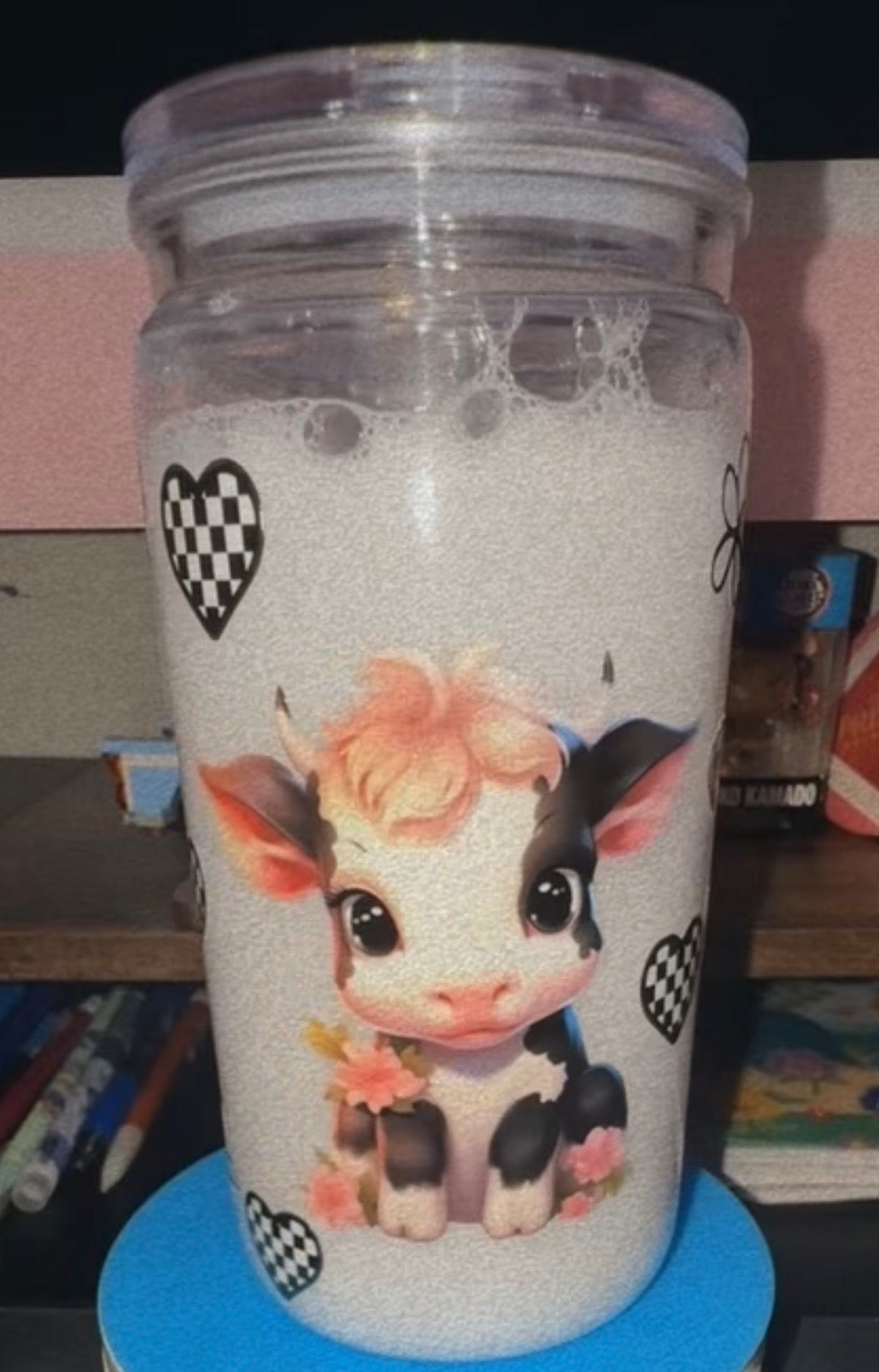 16oz Baby Cow Plastic Snow Globe Cup