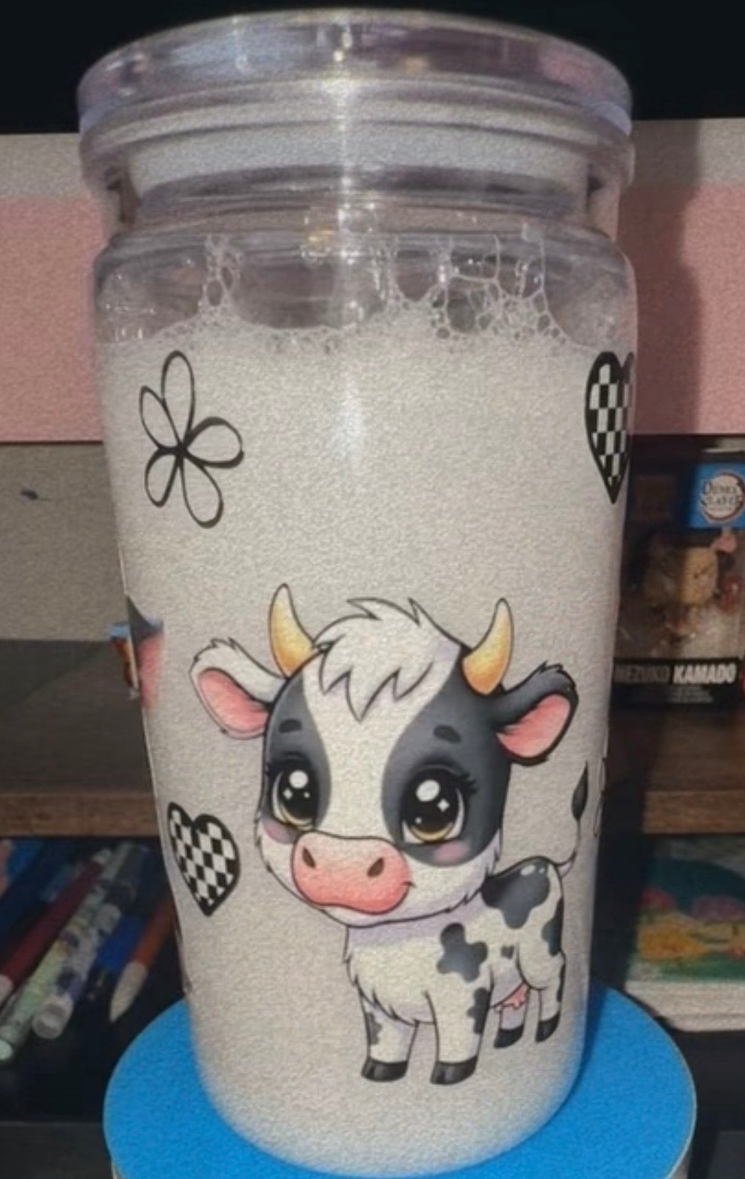 16oz Baby Cow Plastic Snow Globe Cup