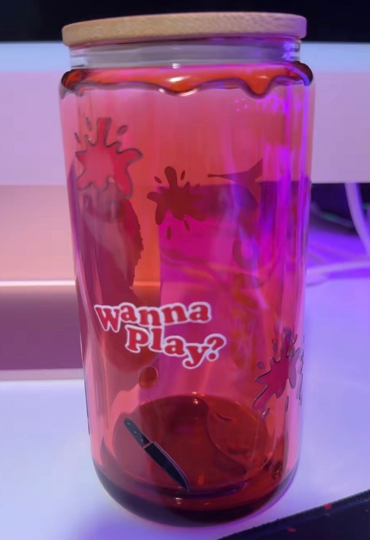 16oz Chucky Glass Blood Drip Cup