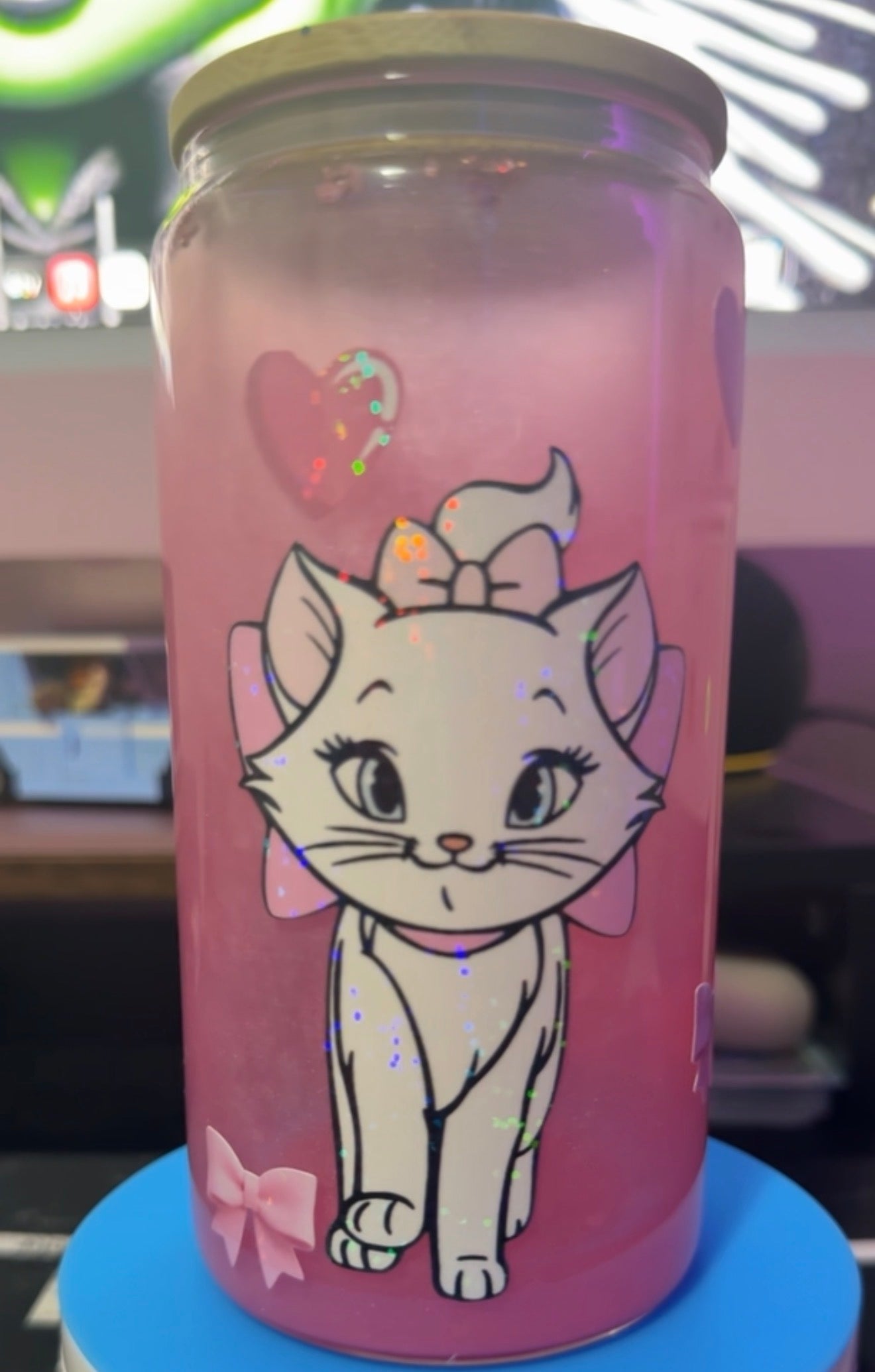 16oz Mary The Aristocats Glass Snow Globe Cup