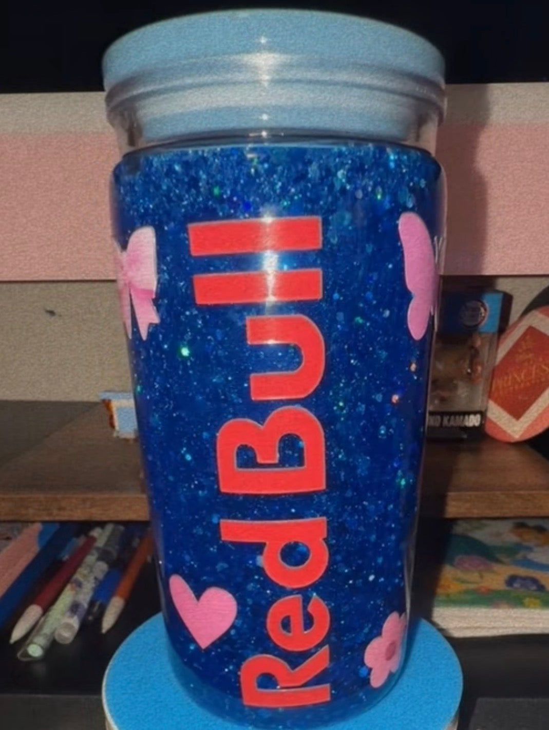 16oz Redbull Plastic Snow Globe Cup