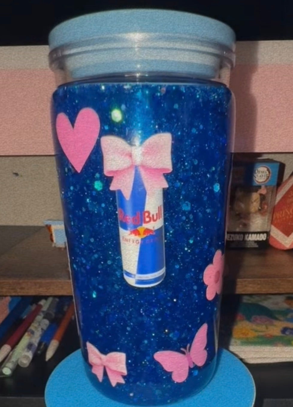 16oz Redbull Plastic Snow Globe Cup