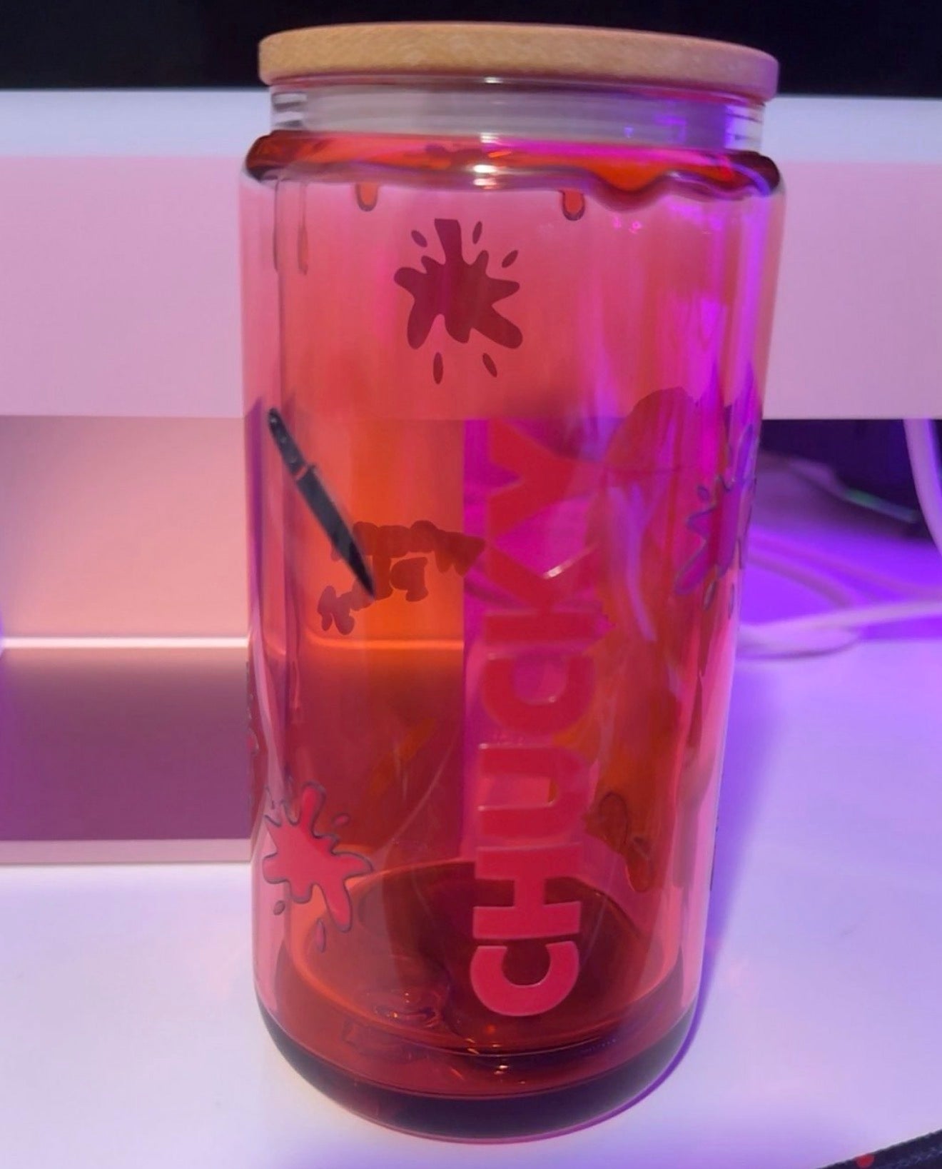 16oz Chucky Glass Blood Drip Cup