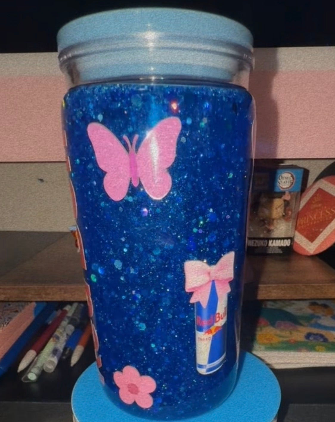 16oz Redbull Plastic Snow Globe Cup