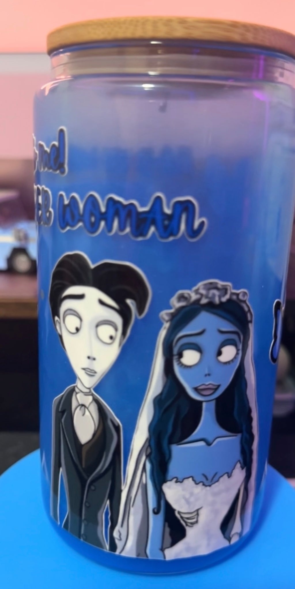 16oz Corpse Bride Glass Snow Globe Cup