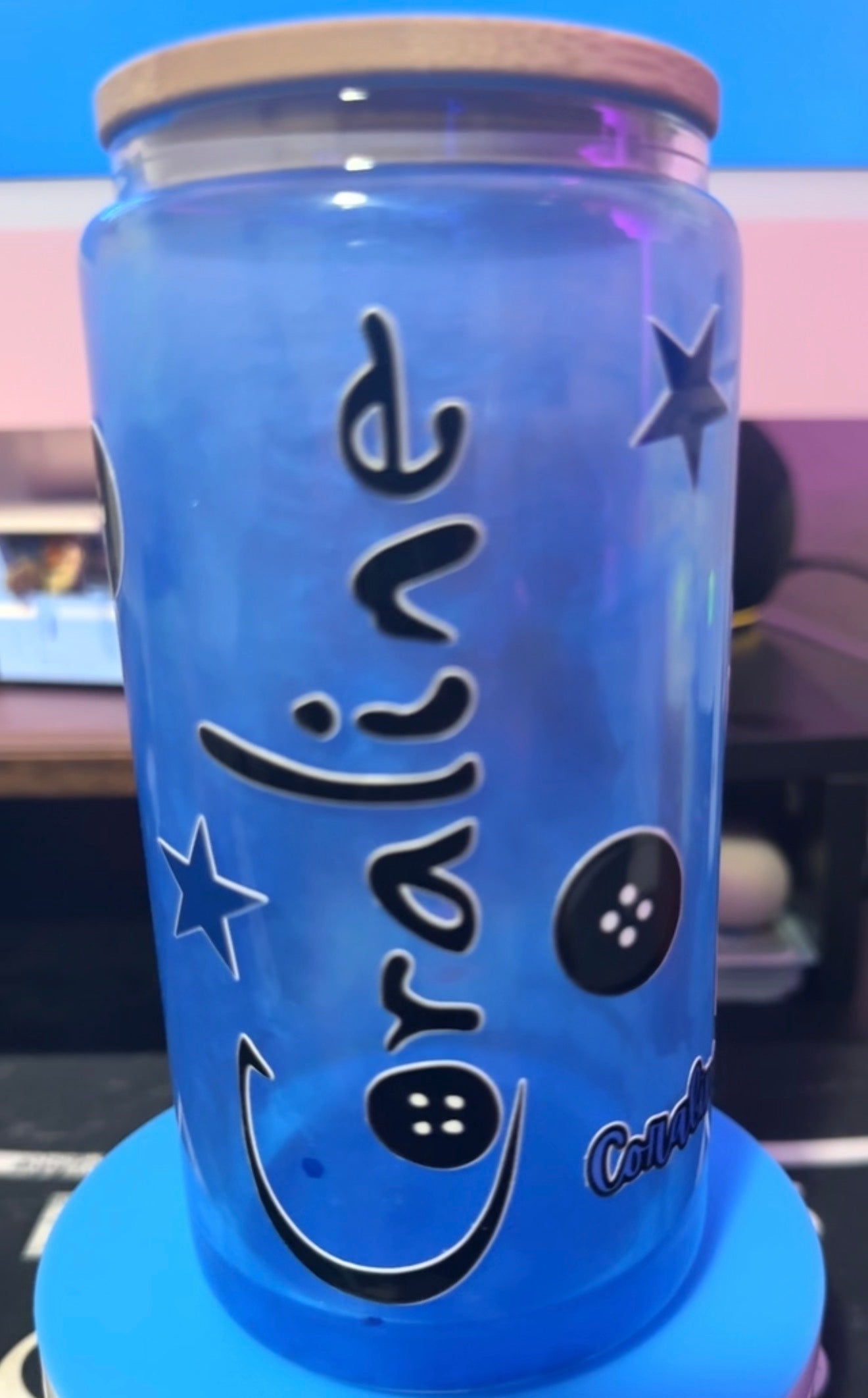 16oz Coraline Glass Snow Globe Cup