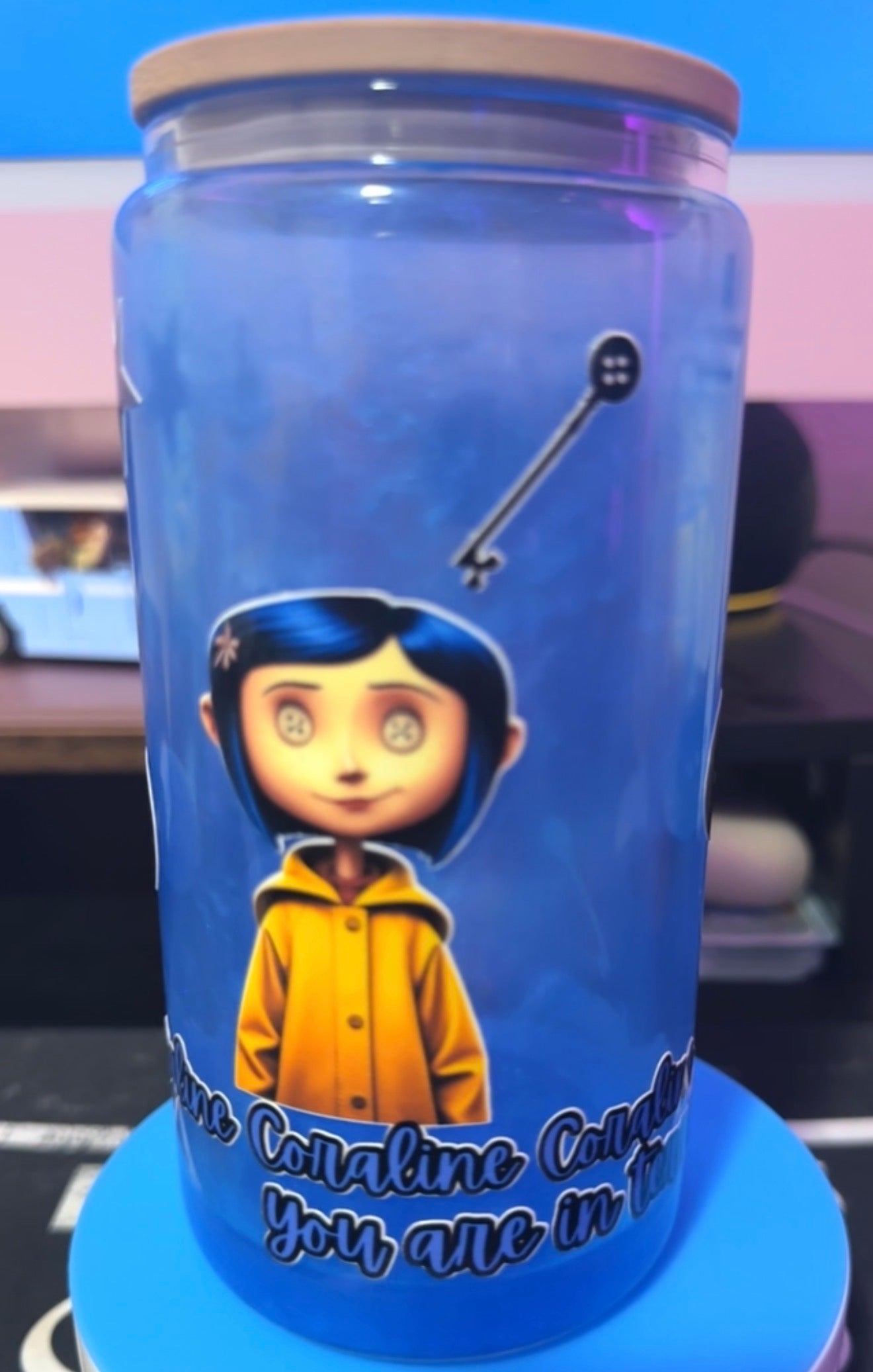 16oz Coraline Glass Snow Globe Cup