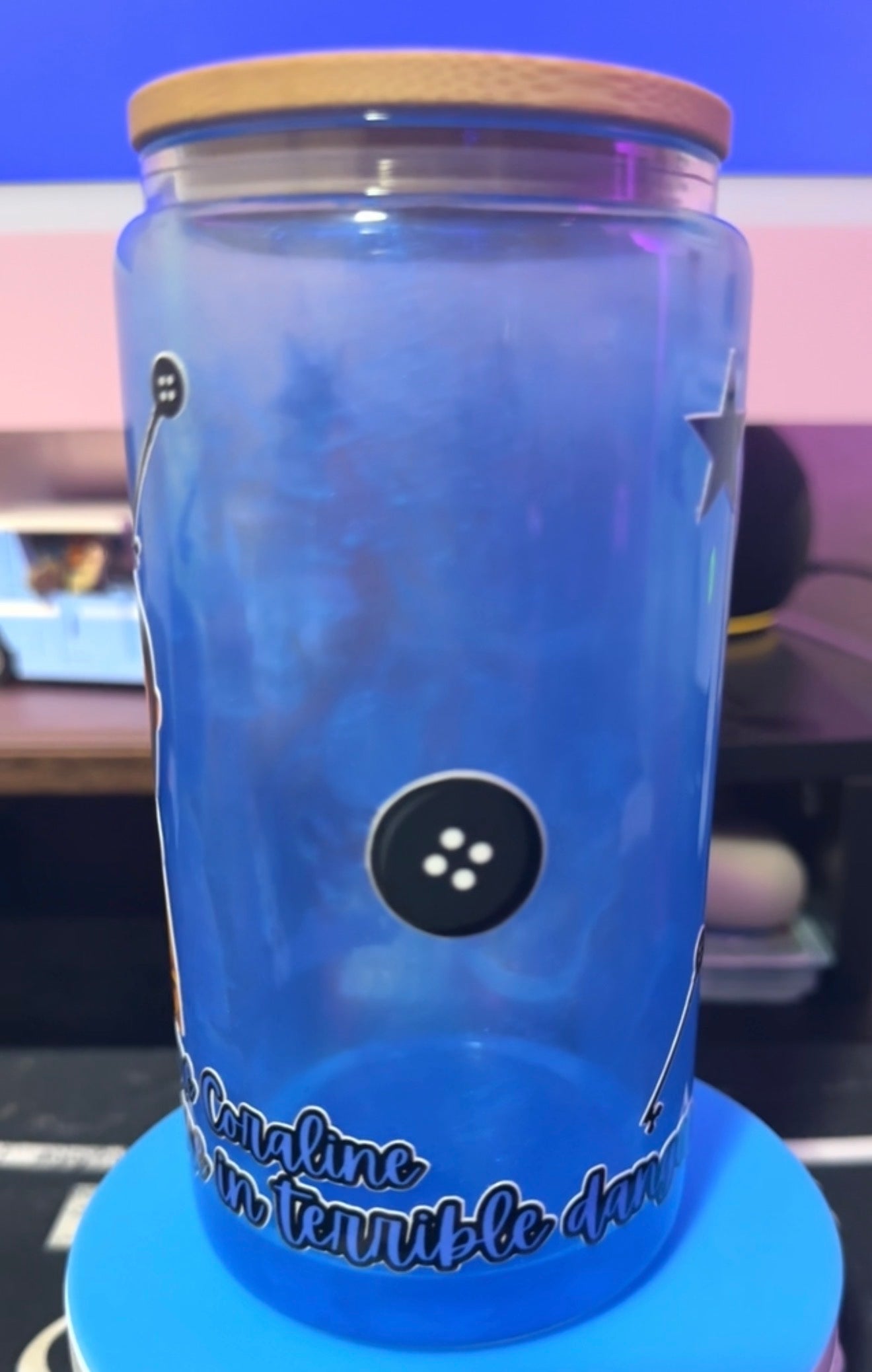 16oz Coraline Glass Snow Globe Cup