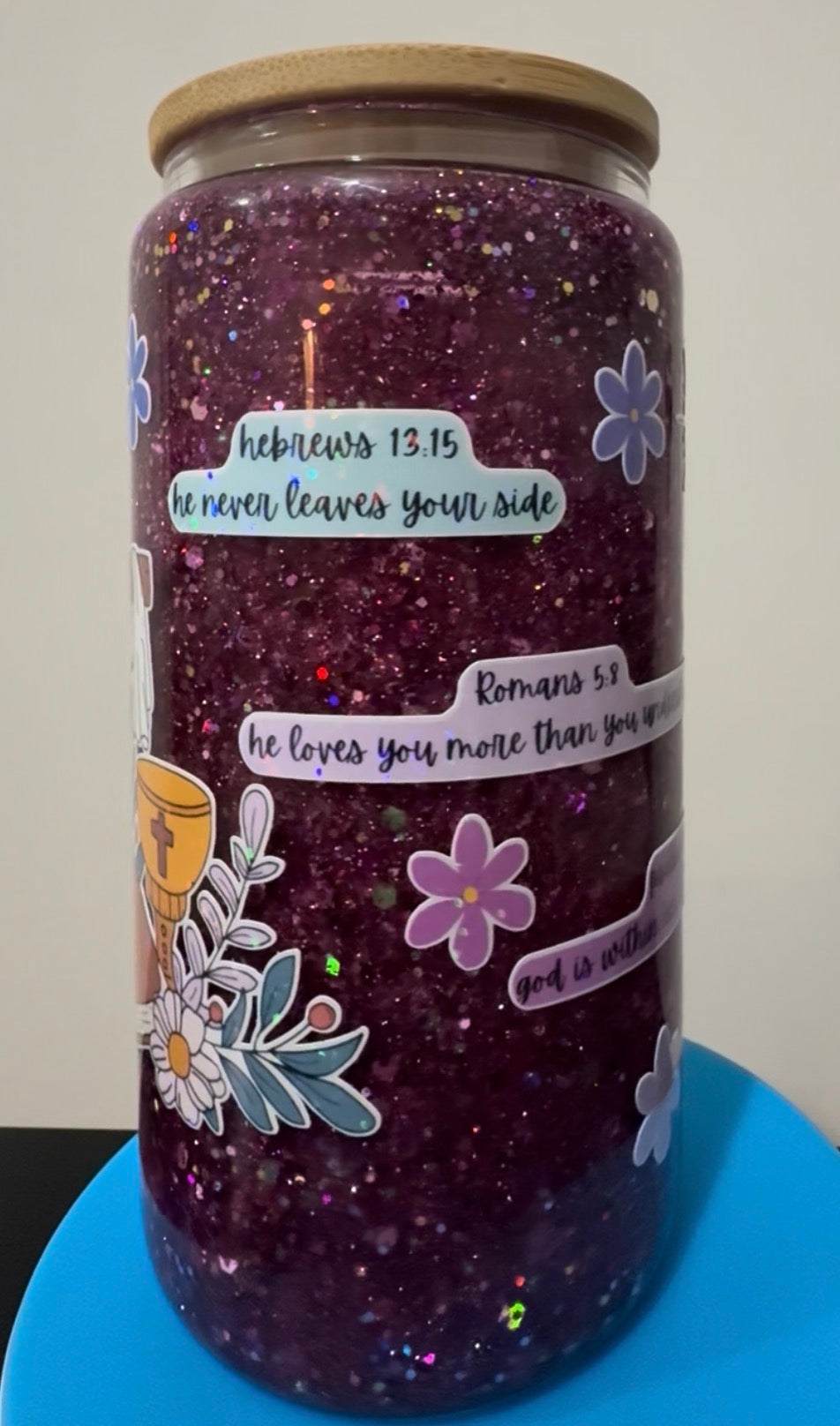 16oz GOD Faith Glass Snow Globe Cup