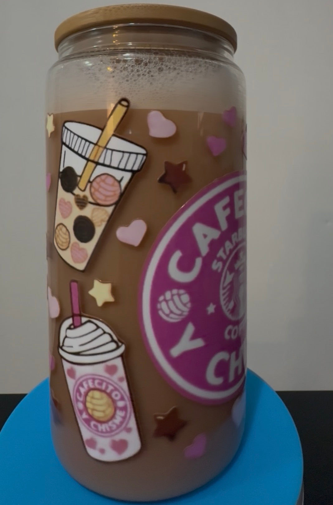 16oz Cafecito Y Chisme Glass Snow Globe Cup