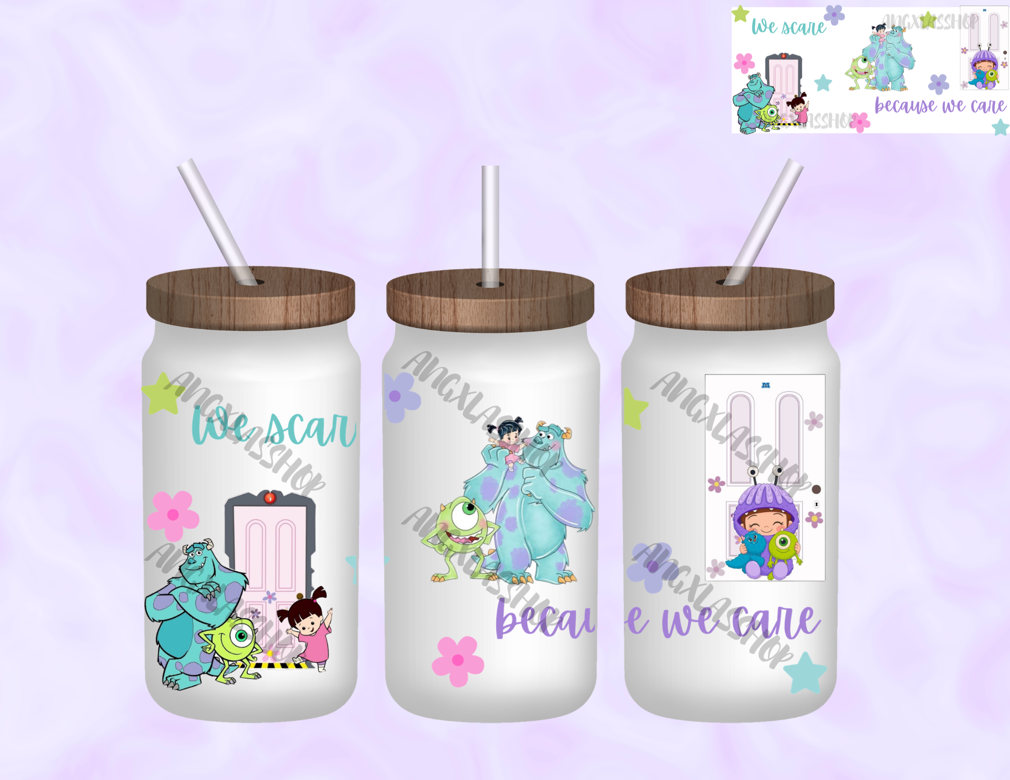 16oz Frosted Sublimated Glass Cup (NOT SNOW GLOBE)