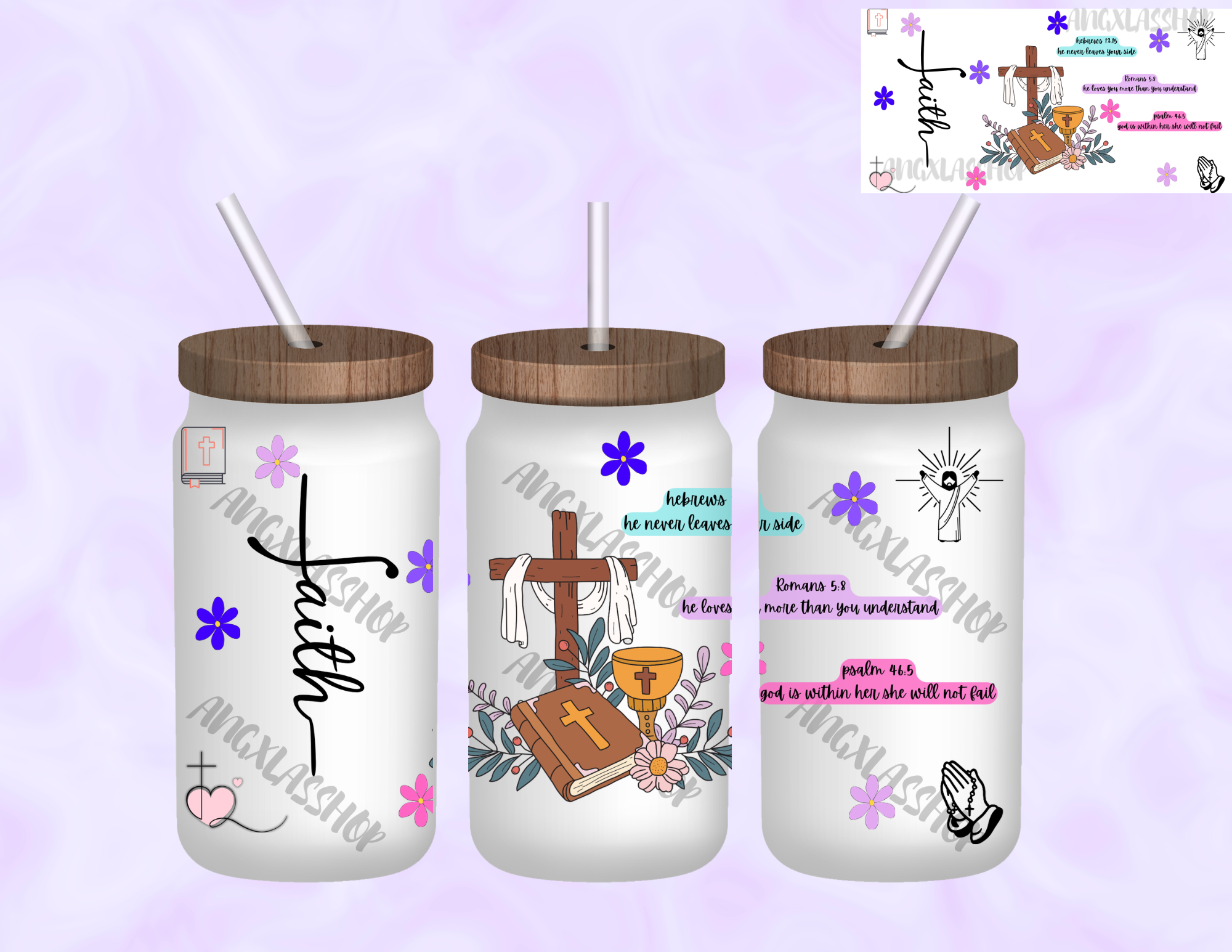16oz Frosted Sublimated Glass Cup (NOT SNOW GLOBE)