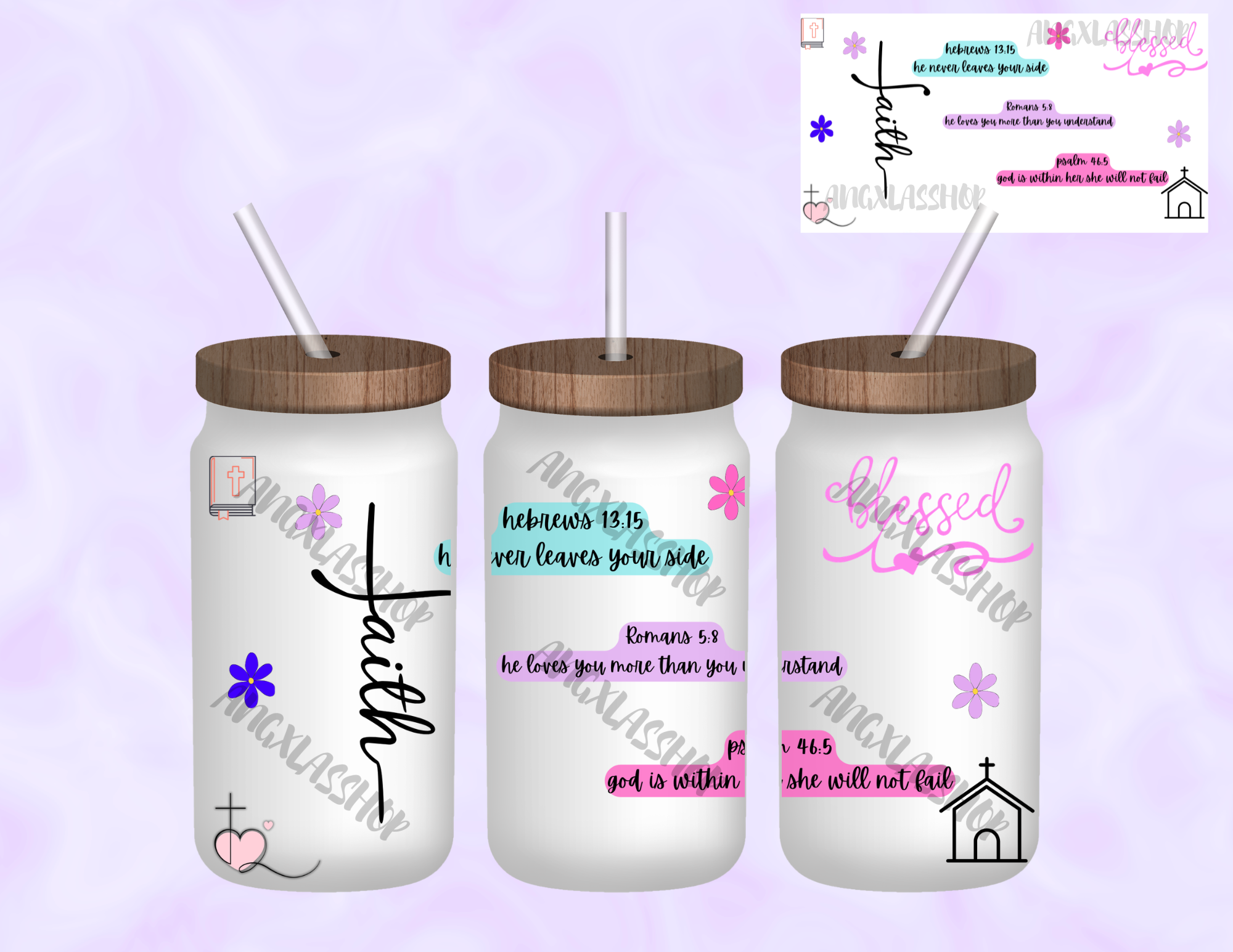16oz Frosted Sublimated Glass Cup (NOT SNOW GLOBE)