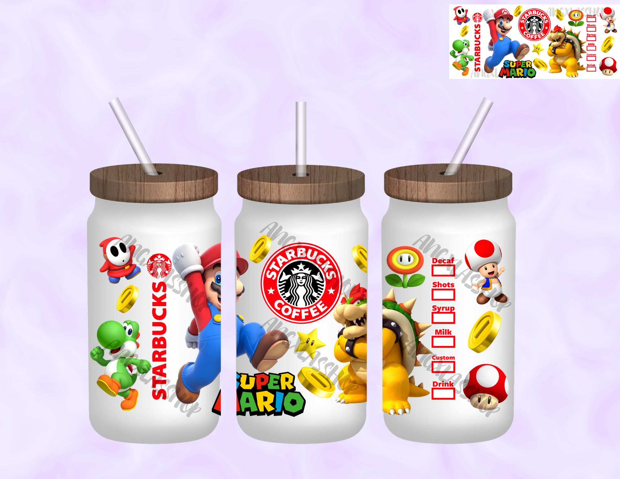 16oz Frosted Sublimated Glass Cup (NOT SNOW GLOBE)