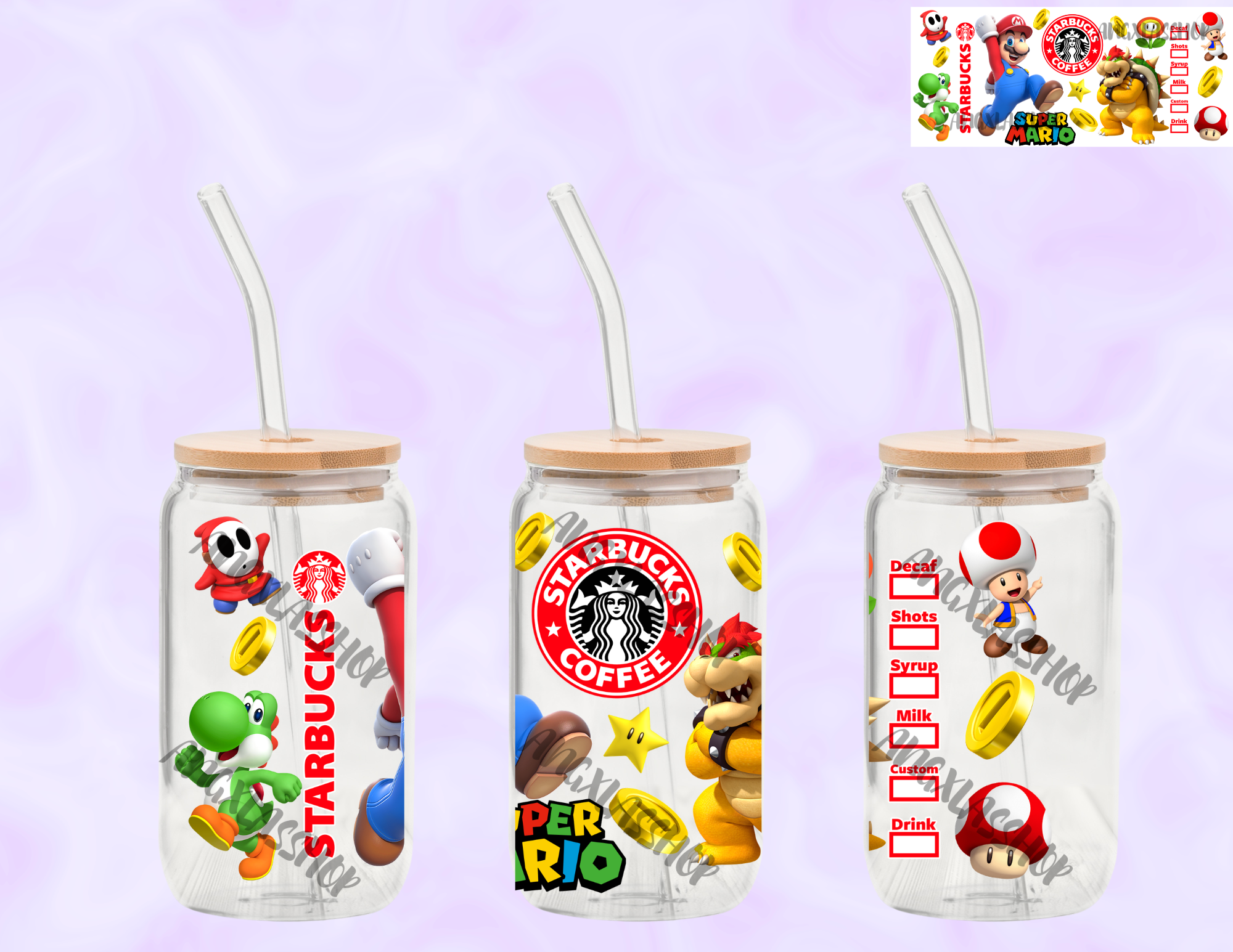 16oz Glass Cups (NOT SNOW GLOBE)