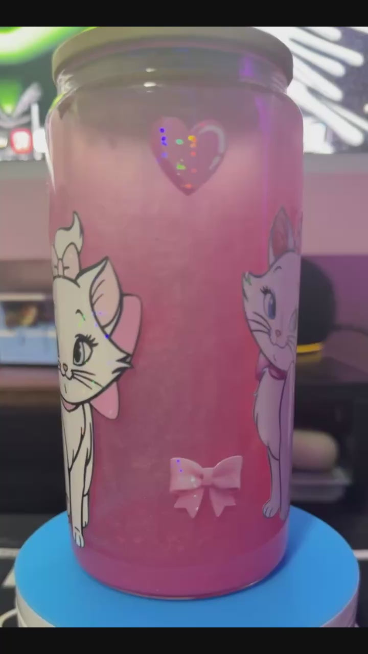 16oz Mary The Aristocats Glass Snow Globe Cup