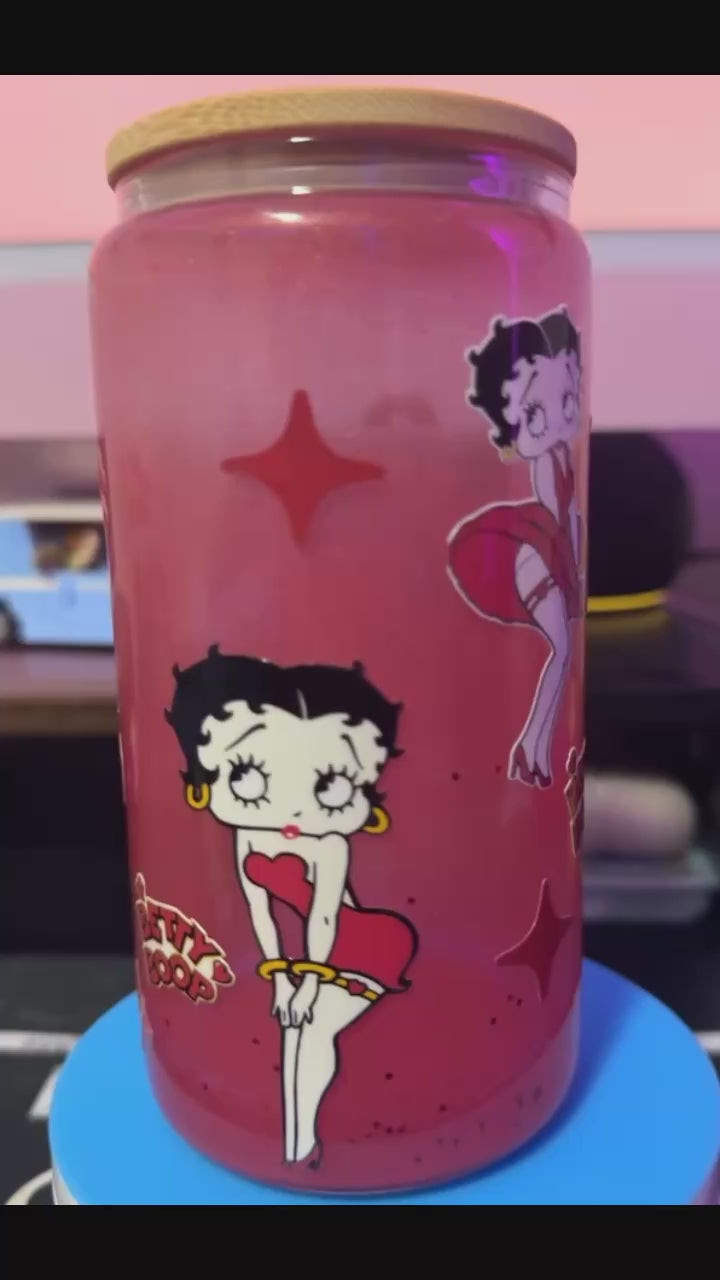 16oz Betty Boop Glass Snow Globe Cup