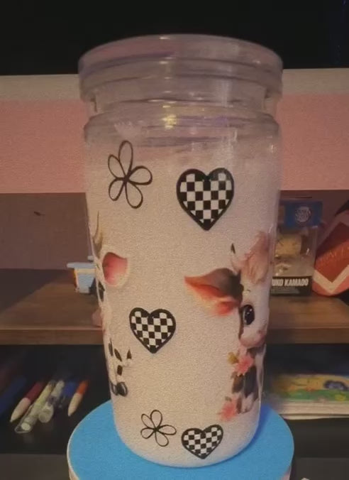 16oz Baby Cow Plastic Snow Globe Cup