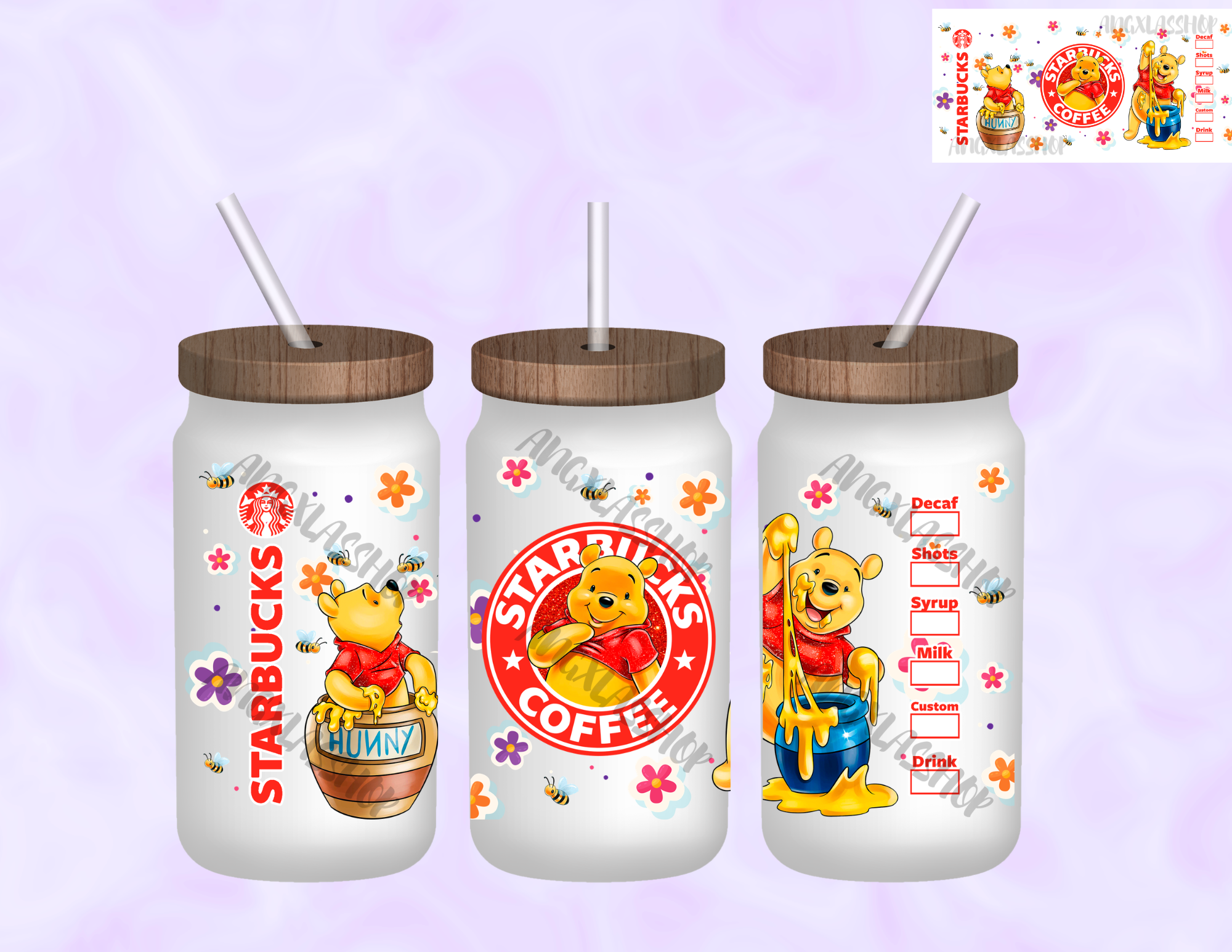 16oz Frosted Sublimated Glass Cup (NOT SNOW GLOBE)